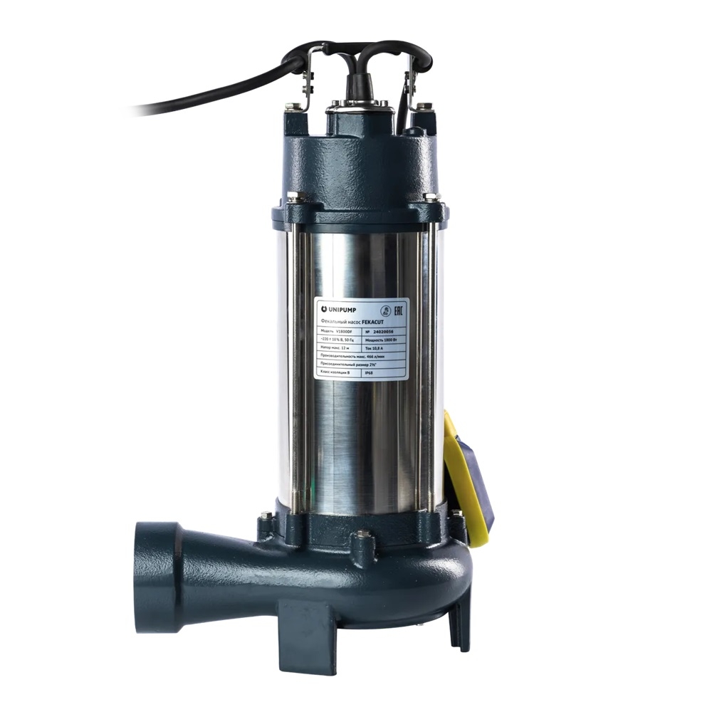 Насос фекальный UNIPUMP FEKACUT V1800DF (1.8 кВт, Hmax 12 м, 466 л/мин, 1x220В)
