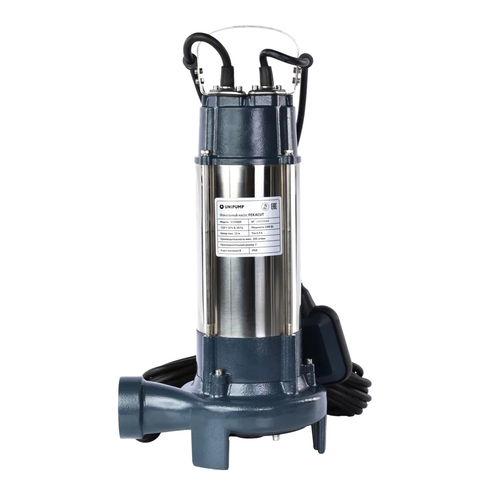 Насос фекальный UNIPUMP FEKACUT V1300DF (1.3 кВт, Hmax 12 м, 300 л/мин, 1x220В)