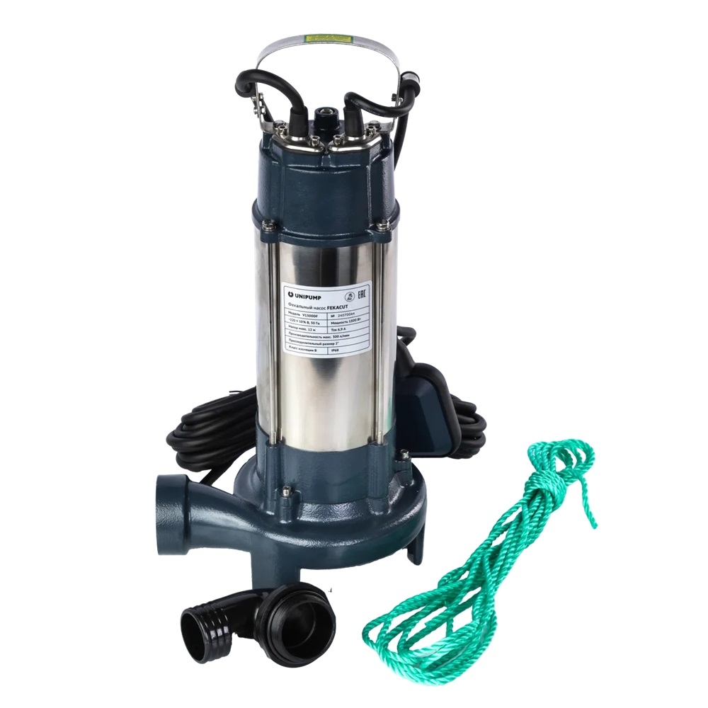 Насос фекальный UNIPUMP FEKACUT V1300DF (1.3 кВт, Hmax 12 м, 300 л/мин, 1x220В)