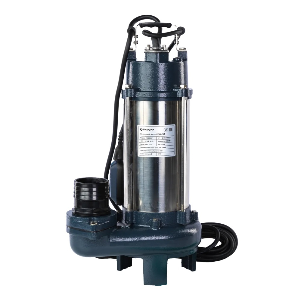 Насос фекальный UNIPUMP FEKACUT V2200DF (2.2 кВт, Hmax 11 м, 600 л/мин, 1x220В)