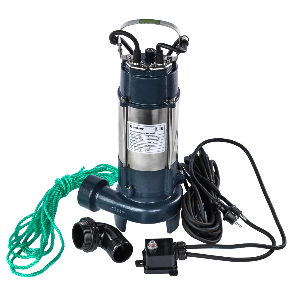 Насос фекальный UNIPUMP FEKACUT V750DF (0.75 кВт, Hmax 7/5 м, 250 л/мин, 1x220В)