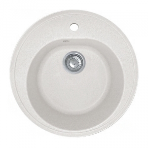 Мойка кухонная из искусственного мрамора GranFest RONDO GF-R510 (круглая, с сифоном, цвет белый)