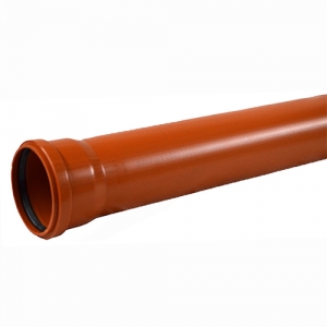 Труба для наружной канализации SINIKON НПВХ - D250x6.2 мм, длина 1000 мм (цвет коричневый)