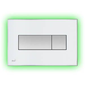 Кнопка смыва AlcaPLAST ALCA LIGHT M1470-AEZ112 (корпус белый, кнопка хром, подсветка зеленая)