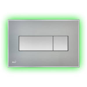 Кнопка смыва AlcaPLAST ALCA LIGHT M1471-AEZ112 (корпус нерж.сталь, кнопка хром, подсветка зеленая)