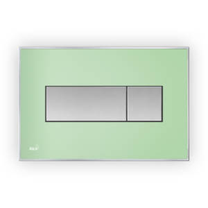 Кнопка смыва AlcaPLAST ALCA LIGHT M1472-AEZ110 (корпус зеленый, кнопка хром, подсветка белая)