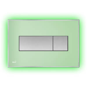 Кнопка смыва AlcaPLAST ALCA LIGHT M1472-AEZ112 (корпус зеленый, кнопка хром, подсветка зеленая)