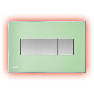 Кнопка смыва AlcaPLAST ALCA LIGHT M1472-AEZ113 (корпус зеленый, кнопка хром, подсветка красная)