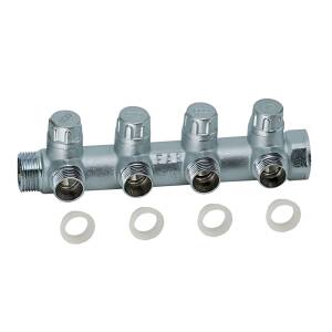 Коллектор запорный проходной FAR MULTIFAR 3873 - 3/4"(НР/ВР) на 4 контура 1/2"(EK + Flat-Faced)