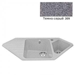 Мойка кухонная гранитная Ulgran U-409 (цвет темно-серый, код 309)
