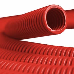 Труба гофрированная РУВИНИЛ - 24.3 (наружный диаметр 32 мм, цвет красный, бухта 25м.)
