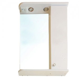 Зеркало со шкафчиком и полкой SMARTsant Диона - 65см (правая версия, цвет белый)